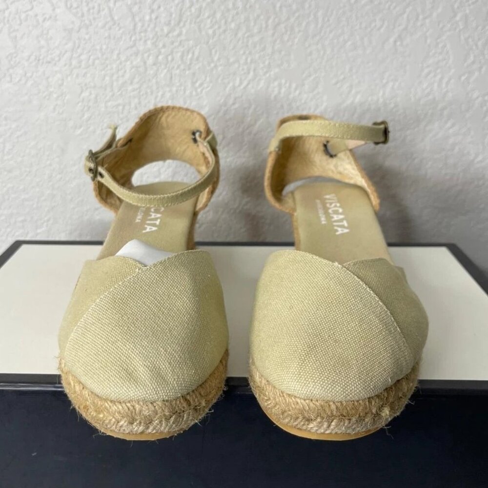 Viscata Formiga Beige Canvas Espadrille Wedge Sandal Slingback Women 41 EU/10 US
